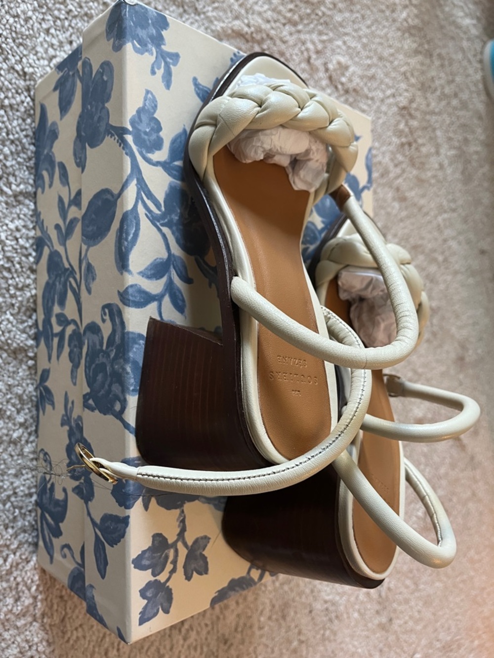 Sezane Isadora White Braided Heels Sandals Size 35 - Picture 4 of 9